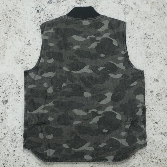 RARE Vintage Carhartt x Bape Faded Black Camo Arctic Vest - Picture 3 of 16